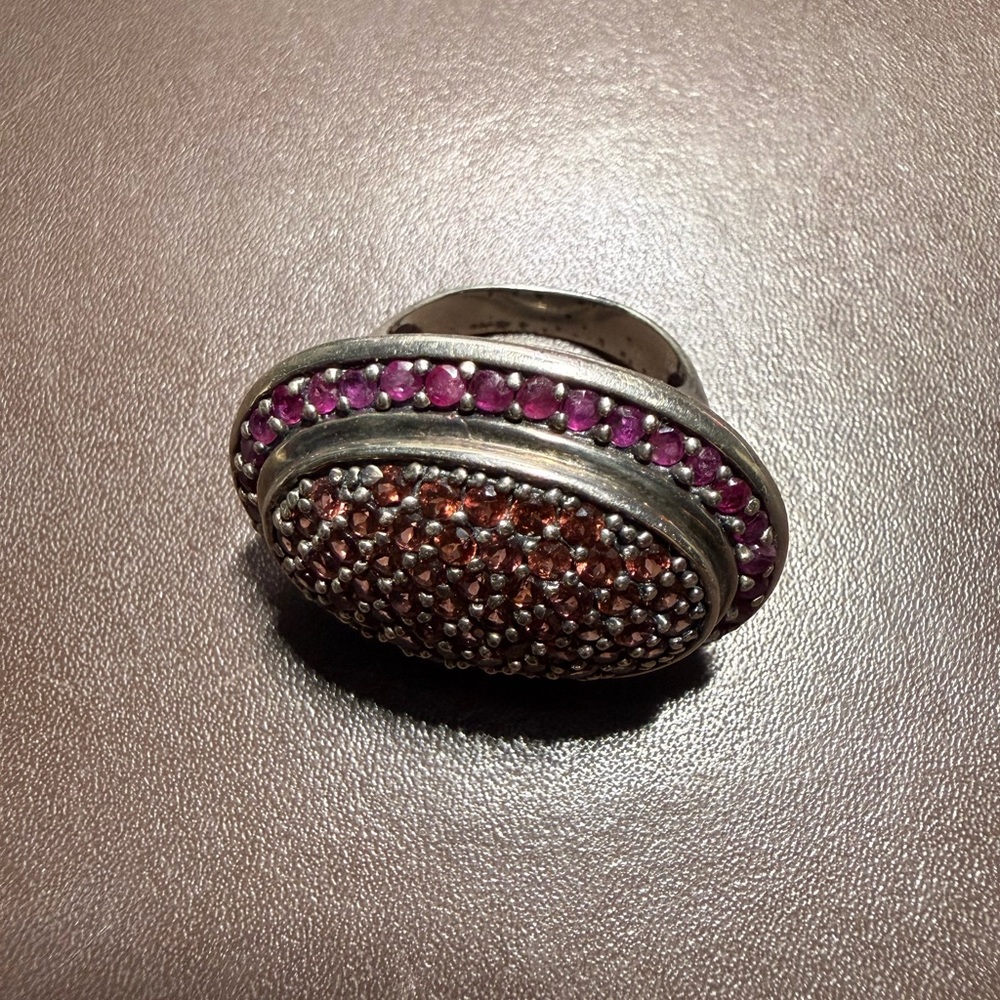 925 Silver Oval Gemstone Statement Ring - image 3